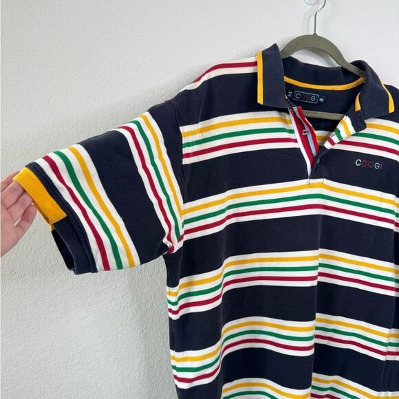 COOGI Men’s Sz XXL 100% Cotton Striped Rugby Polo Shirt Multicolor Y2K Casual - Picture 7 of 9